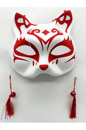 Kırmızı Püsküllü Boncuklu Plastik Kedi Maskesi 1 No 17x18 cm