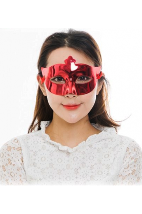 Kırmızı Renk Kostüm Partisi Ekstra Parlak Balo Maskesi 15x10 cm