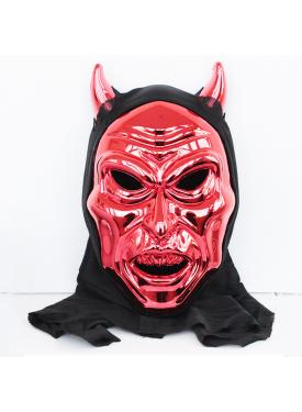 Kırmızı Renk Pelerinli Kapüşonlu Halloween Şeytan Maskesi