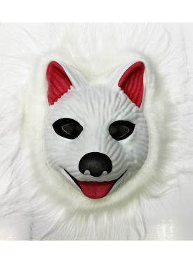 Köpek Maskesi - Kurt Maskesi Yetişkin Çocuk Uyumlu Beyaz Renk Model 2