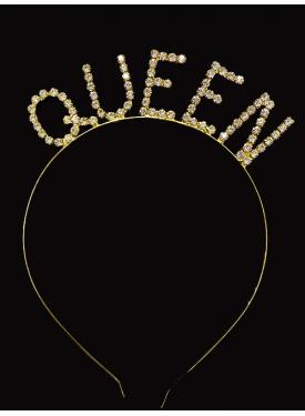 Kristal Taşlı Queen Tacı Kraliçe Tacı Altın Gold Renk 12x17 cm