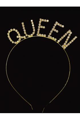 Kristal Taşlı Queen Tacı Kraliçe Tacı Altın Gold Renk 12x17 cm