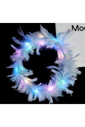 Led Işıklı Rengarenk Yanan 3 Fonksiyonlu Otrişli Parti Tacı Mavi Renk 12x12 cm