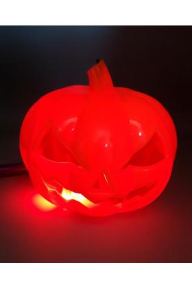 Led Işıklı ve Sesli Saplı Balkabağı Turuncu  Dekor Süs- Halloween Cadı Konsept