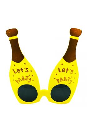 Let&#39;s Party Yazılı Şişe Parti Gözlük Sarı Renk 16X14 cm