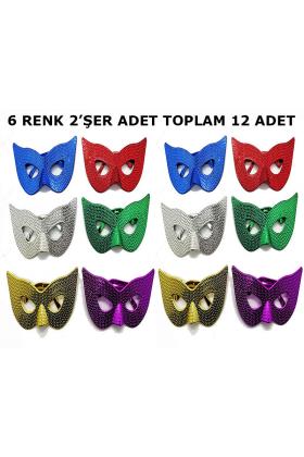 Maskeli Balo Partisi Görünümlü Retro Parti Gözlüğü 6 Renk 12 Adet