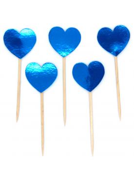 Mavi Renk Kalp Şekilli Kürdan Süs 15 Adet