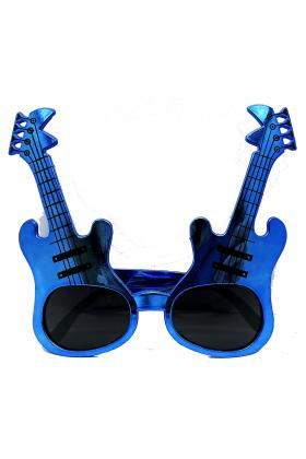 Mavi Renk Rockn Roll Gitar Şekilli Parti Gözlüğü 15x15 cm