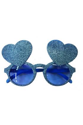 Mavi Renk Sim İşlenmiş Kalp Figürlü Yılbaşı Parti Gözlüğü