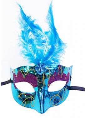 Mavi Renk Tüylü Yılbaşı Parti Maskesi