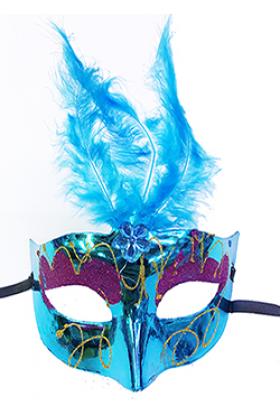 Mavi Renk Tüylü Yılbaşı Parti Maskesi
