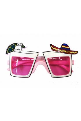 Meksika Şapkalı Tekila Parti Gözlüğü Pembe Renk