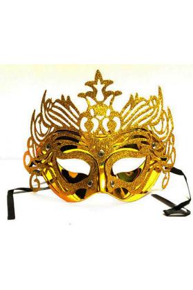 Metalik Altın Gold Renk Masquerade Kelebek Simli Parti Maskesi 23x14 cm