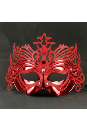 Metalik Kırmızı Renk Masquerade Kelebek Simli Parti Maskesi 23x14 cm
