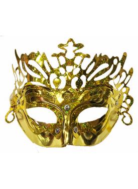 Metalize Ekstra Parlak Hologramlı Parti Maskesi Altın Renk 23x14 cm
