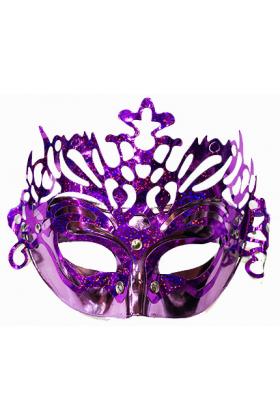 Metalize Ekstra Parlak Hologramlı Parti Maskesi Mor Renk 23x14 cm
