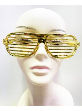 Metalize Panjur Şekilli Parlak Parti Gözlüğü Altın Renk 15x6 cm
