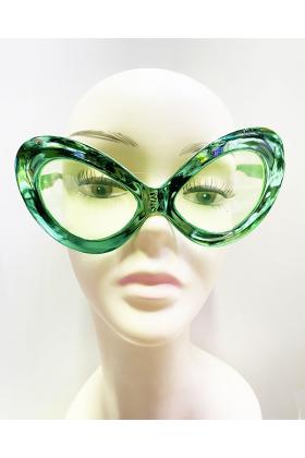 Metalize Yeşilçam 80 li 90 lı Yıllar Parti Gözlüğü Yeşil Renk 15x7 cm