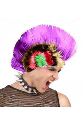 Mohican Mohawk Punk 70 li Yıllar 80 li Yıllar Peruğu Rainbow Peruk Mor Saçaklı