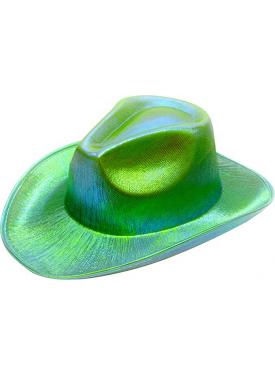 Neon Hologramlı Kovboy Model Parti Şapkası Yeşil Yetişkin 39X36X14 cm