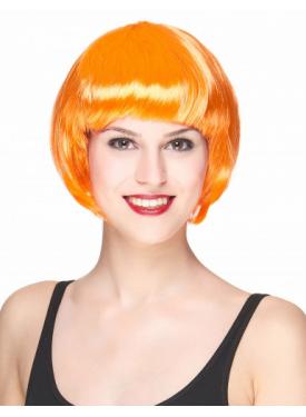 Neon Turuncu Renk Açık Turuncu Küt Parti Peruğu Kısa Takma Saç