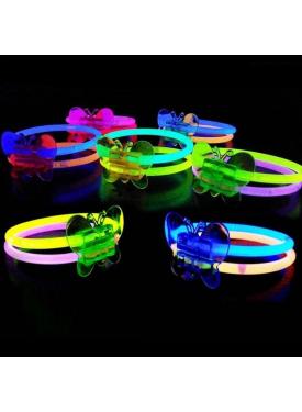 Neonlu Glow Stick Kelebekli Bileklik Karışık Renk 1 Adet