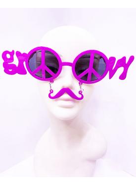 Pembe Renk Groom Yazılı Bıyıklı Damat Gözlüğü 7x21 cm