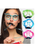 Pipetli Parti Gözlüğü - Çocuk ve Yetişkin Bıyıklı Pipet Gözlük Pembe Renk 18x14 cm
