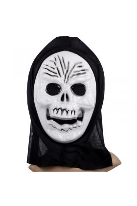 Plastik Kafatası Maskesi - Kapişonlu İskelet Maskesi 27x20 cm