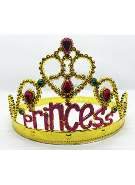 Prenses Yazılı Altın Renk Ayarlanabilir Parti Tacı 60 cm