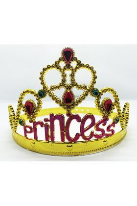 Prenses Yazılı Altın Renk Ayarlanabilir Parti Tacı 60 cm