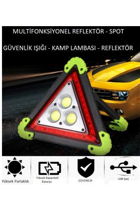 Reflektör 3 Ledli Güneş Enerjili - Kamp Feneri - Işıldak - Powerbank