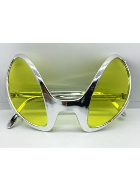 Retro Gözlük - 80 li 90 lı Yıllar Parti Gözlüğü Gümüş Renk 8x13 cm