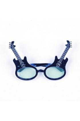 Rockn Roll Retro Gitar Şekilli Parti Gözlüğü Mavi Renk