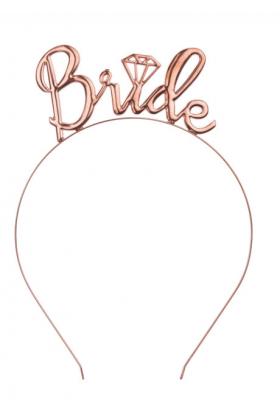 Rose Gold Renk Bride Yazılı Metal Gelin Tacı Bride Tacı