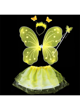 Sarı Kelebek Kostümü - Sarı Kelebek Kostüm Aksesuar Seti 4 Parça