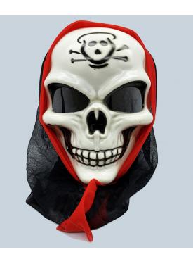 Siyah Pelerinli Danger Baskılı Dişli İskelet Kuru Kafa Maske 24x16 cm