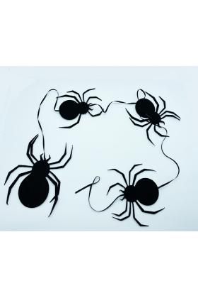 Siyah Renk Asma Süs Dekorasyon Örümcekler 4 Adet 1.5 Metre
