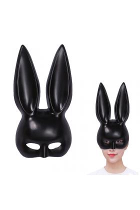 Siyah Renk Ekstra Lüks Uzun Tavşan Maskesi 35x16 cm