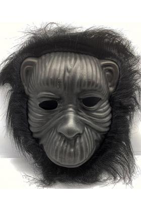Siyah Renk Eva Goril Maskesi - Siyah Peluşlu Tüylü Orangutan Maskesi