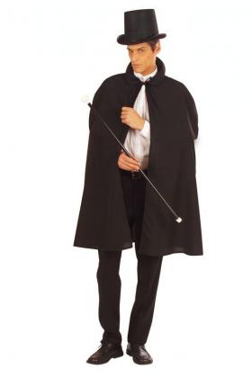 Siyah Sihirbaz Pelerini 120 cm ve Sihirbaz Şapkası 12 cm Yetişkin Boy