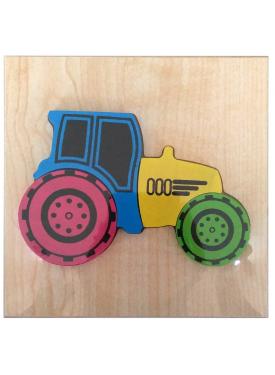 Traktör Puzzle Renkli Ahşap Yapboz Sevimli Taşıtlar Koordinasyon Geliştirici Standlı