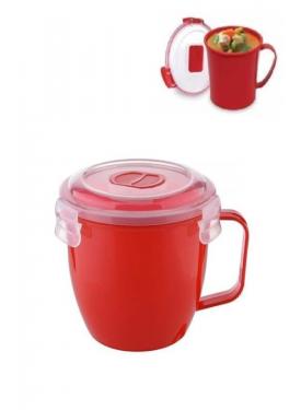 Vakumlu Mikrodalga Bardağı - 620 ML Çorba Çay İçecek Isıtma Kupası Plastik
