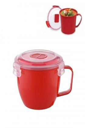 Vakumlu Mikrodalga Bardağı - 620 ML Çorba Çay İçecek Isıtma Kupası Plastik