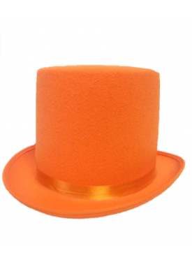 Yetişkinler İçin Turuncu Renk Ringmaster Sihirbaz Şapkası Fötr Şapka