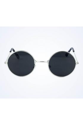 Yuvarlak Cam John Lennon Tarzı Gümüş Çerçeveli Siyah Gözlük