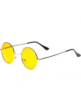 Yuvarlak Cam John Lennon Tarzı Hippi Gümüş Çerçeveli Sarı Gözlük