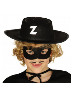 Z Logolu Zorro Şapkası ve Zorro Maskesi Çocuk Boy