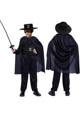Zorro Kara Şövalye Kostümü - Zorro Kostümü Çocuk Boy 7-8 Yaş