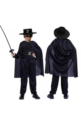 Zorro Kara Şövalye Kostümü - Zorro Kostümü Çocuk Boy 9-10 Yaş